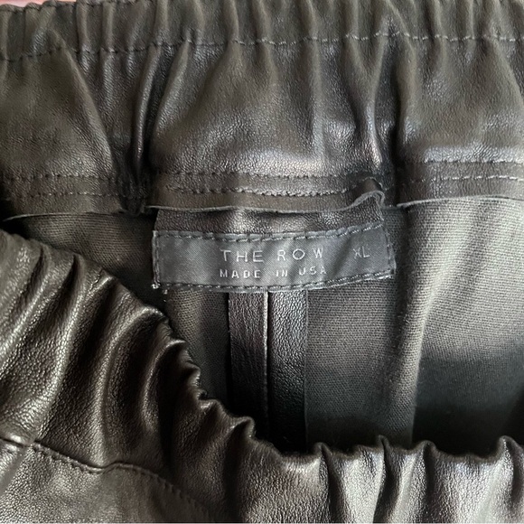 The Row Orshen Ruched Lambskin Leather Leggings Womens SZ XL Black Quiet Luxury - Picture 5 of 14